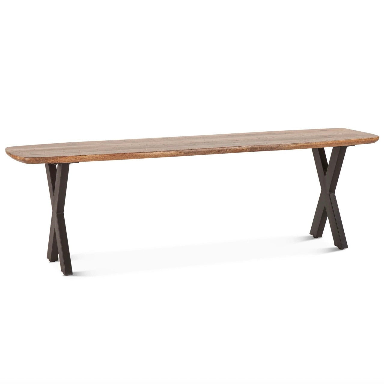 Rapallo Mango Wood and Iron Bench Natural 60"