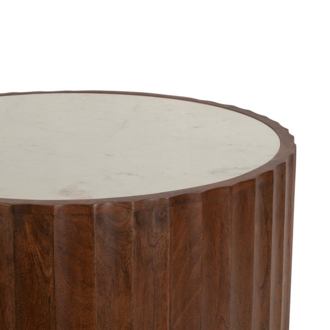 Willow 35" White Marble Round Coffee Table