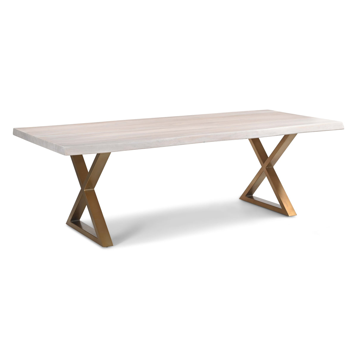 Brooks Dining Table X Base 40" x 92" White Wash Top - Brass Base by Urbia - detail 2