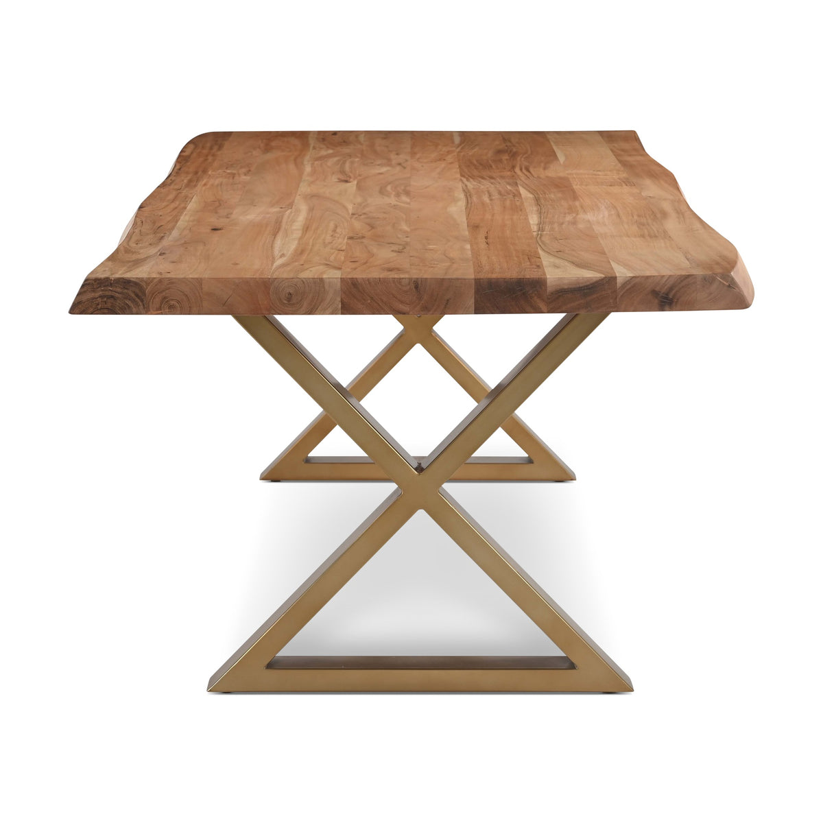 Brooks Dining Table X Base 40" x 92" Teak Top - Brass Base by Urbia - detail 3