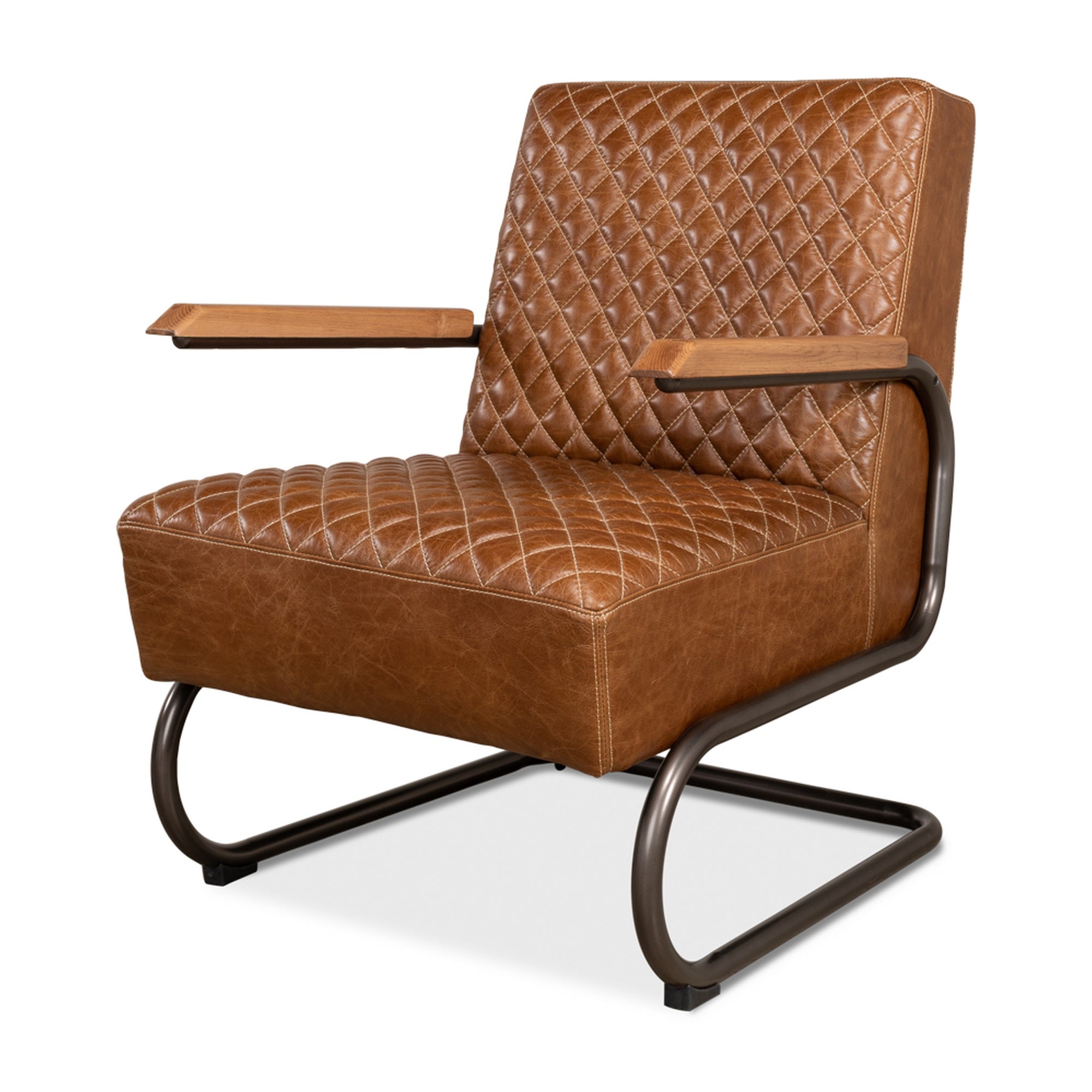 Beverly Hills Chair, Cuba Brown Leather by Sarreid Ltd
