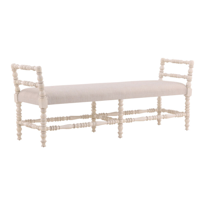 Cream Martini Turned Leg Bench by Furniture Classics at ZIN Home