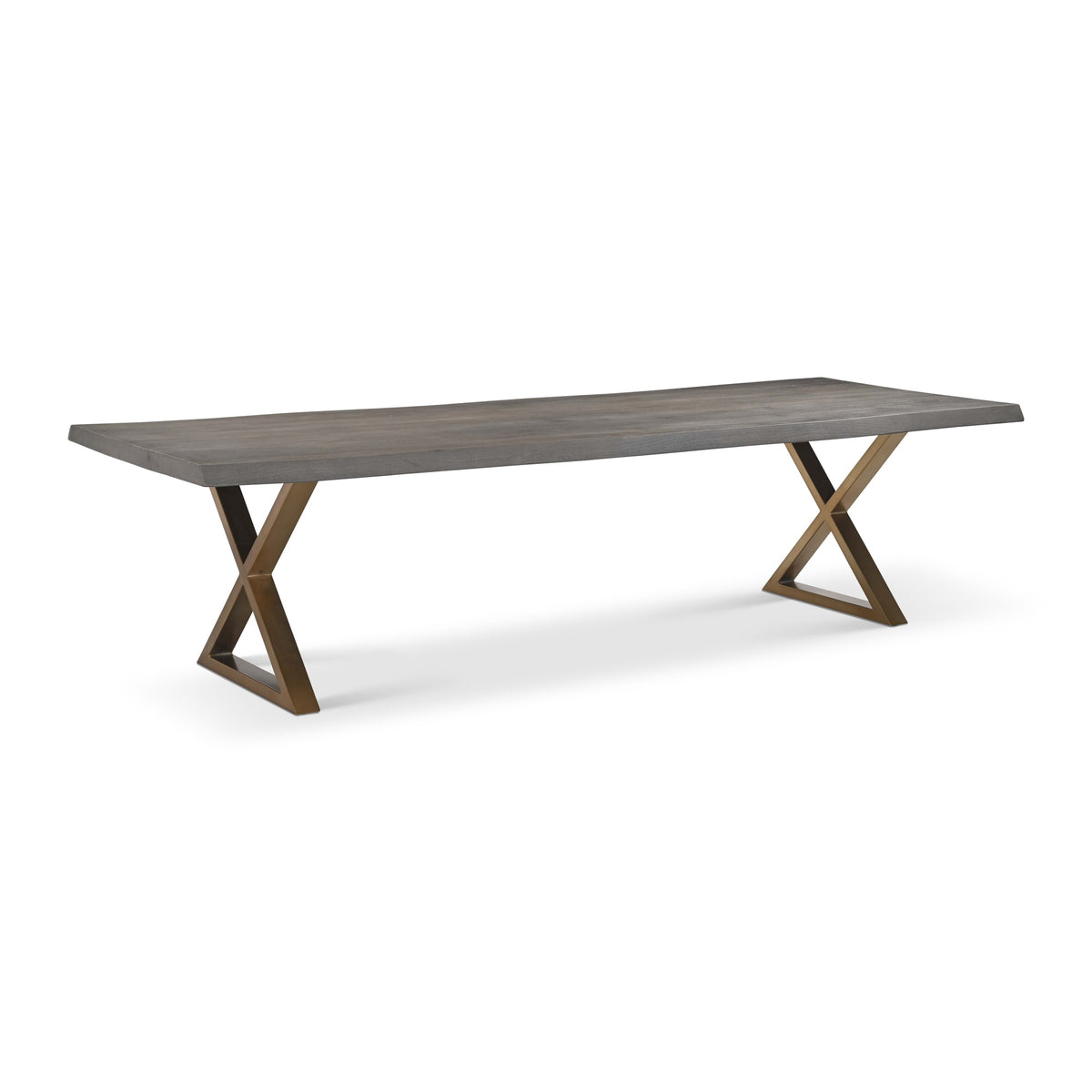 Brooks Dining Table X Base 40" x 116" Sandblasted Grey Top - Brass Base by Urbia - detail 2