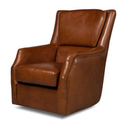 Baker Leather Swivel Chair,Havana Lthr by Sarreid Ltd
