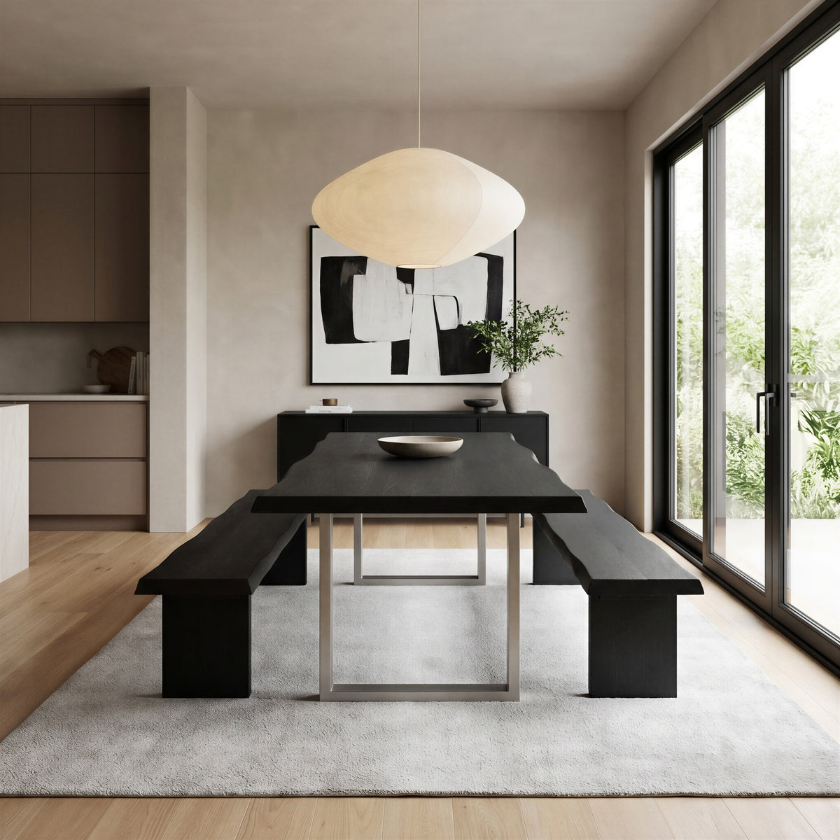 Brooks Dining Table U Base 40" x 116" Ebonized Top - Pewter Base by Urbia - detail 5