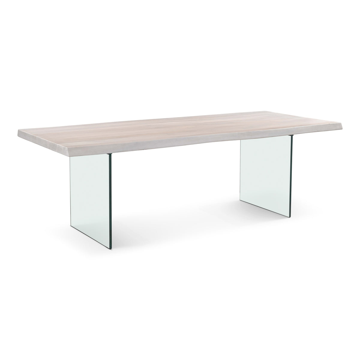 Brooks Dining Table Glass Base 40" x 92" White Wash Top - Clear Glass Base by Urbia - detail 2