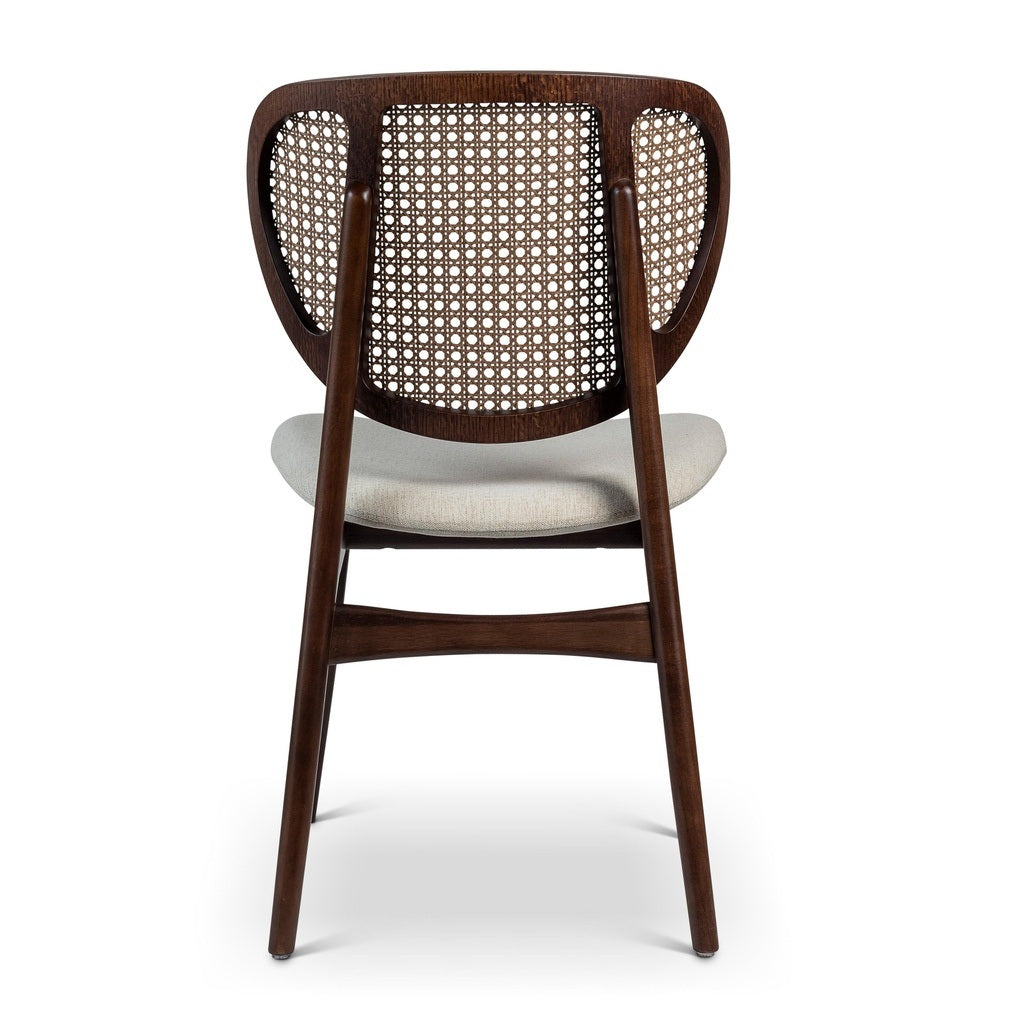 Modern Brazilian Joelma Cane Side Chair Medley Ivory Seat Nogal Frame - Nogal Cane Webbing by Urbia - detail 5