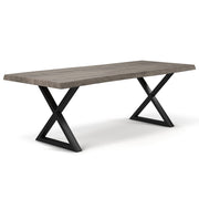 Brooks - Dining Table - X Base - 40" x 92" - Sandblasted Grey Top - Black Base
