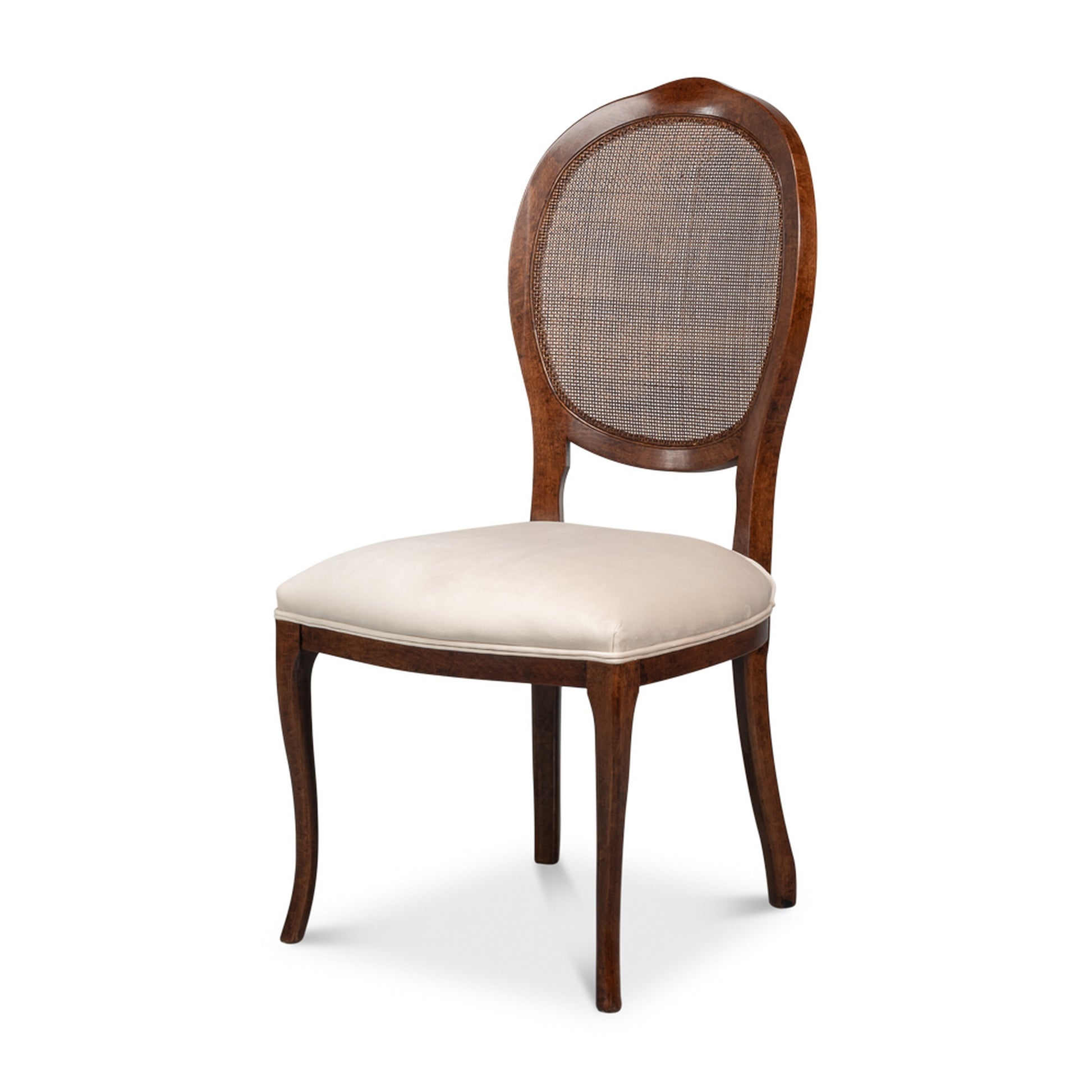Oval Cane Back S/Chair, Walnut,Taupe Vel by Sarreid Ltd