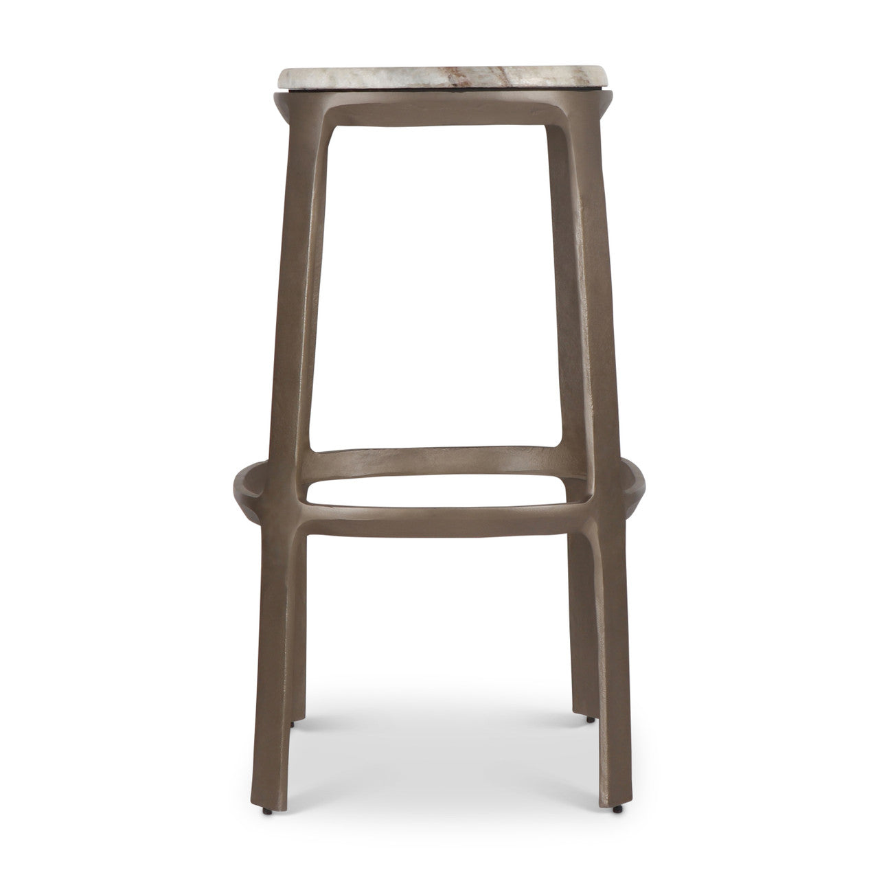 Marbelle - Alfie Marble Bar Stool - Toronto Sand/Antique Nickel Finish
