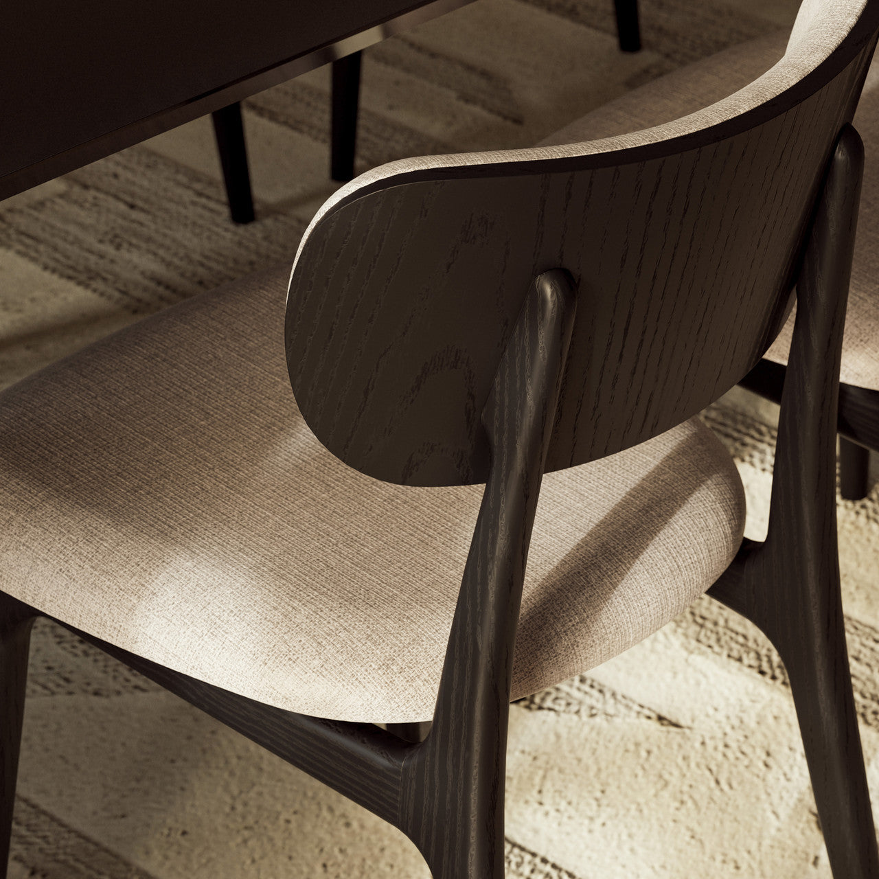 Modern Brazilian - Claudia Side Chair - Harvest Jute Upholstery - Ebano Frame