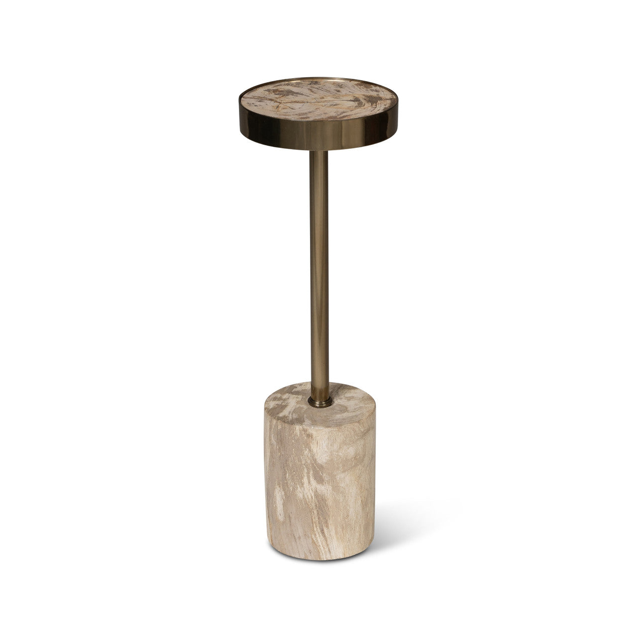 Relique - Tabitha Drink Table - Brass  Frame - Natural Light Top