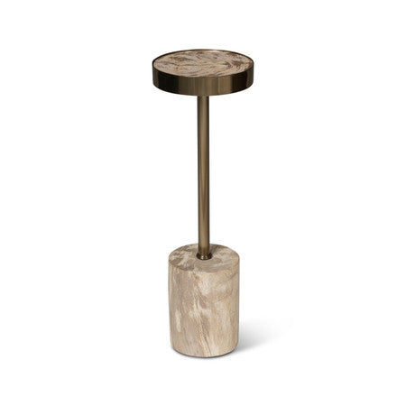 Relique Tabitha Drink Table Brass  Frame - Natural Light Top