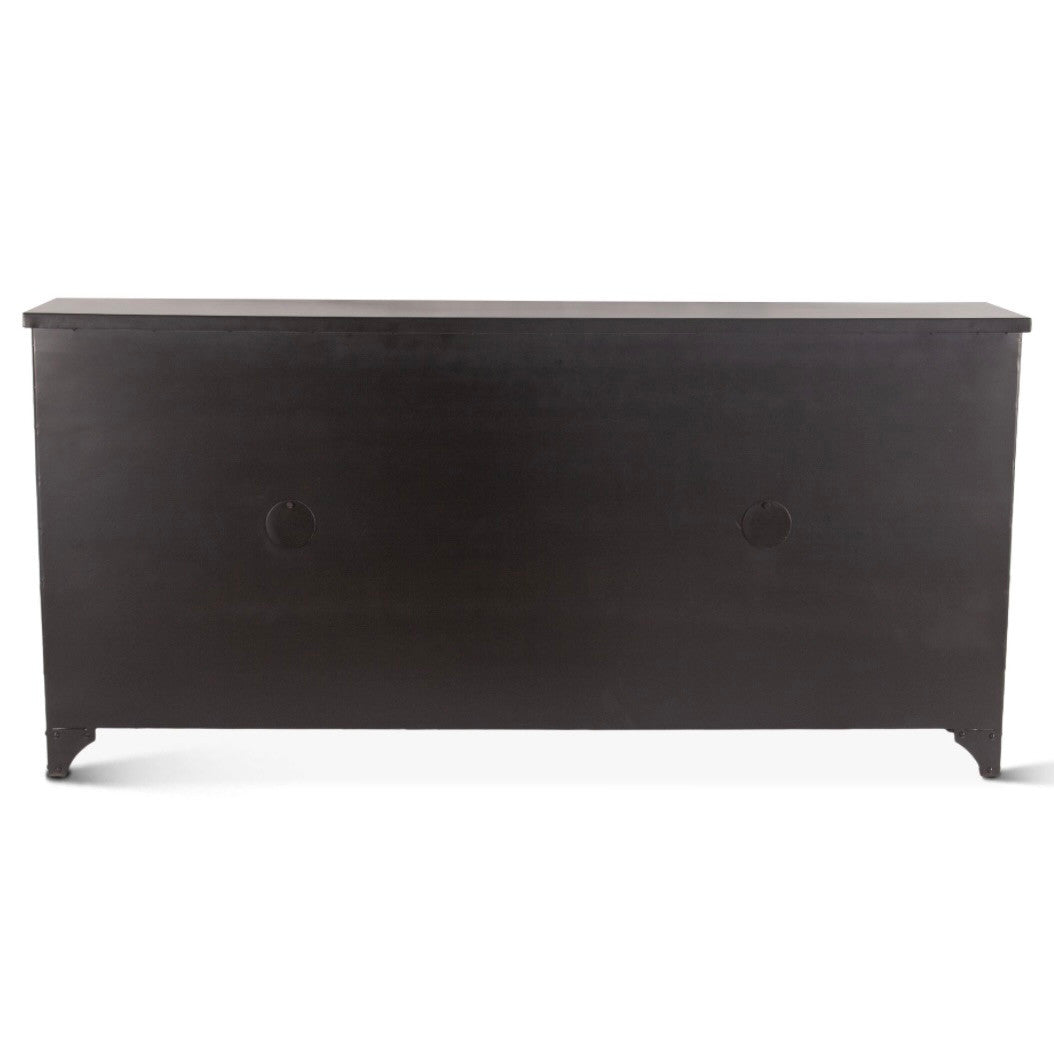 Penelope 80" Iron and Glass Sideboard Matte Black