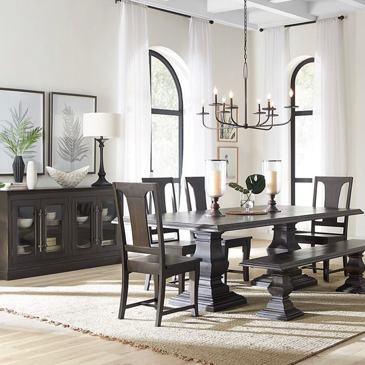 Nimes 98" Solid Wood Dining Table in Antique Brown