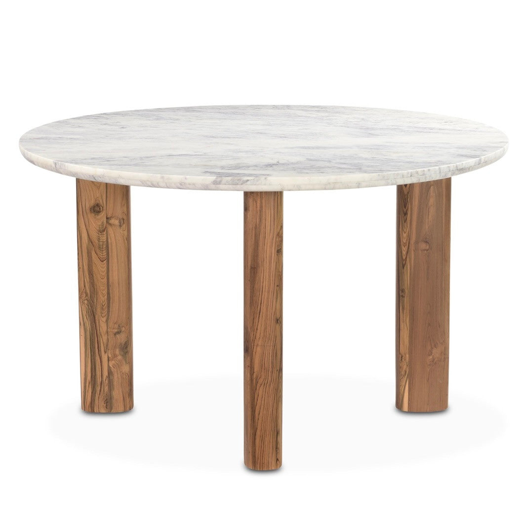Barcelona Round Reclaimed  Wood and Marble Dining Table 54"