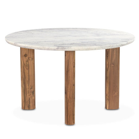 Barcelona Round Reclaimed  Wood and Marble Dining Table 54"