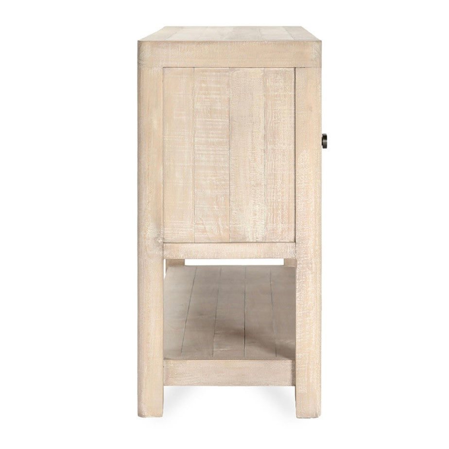 Tristan Reclaimed Wood White Washed 4-Door Cabinet 70"