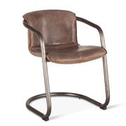 Industrial Loft Metal and Leather Dining Chair in Jet Brown