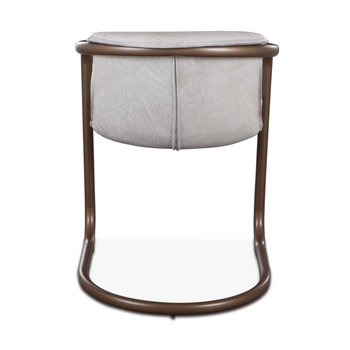 Industrial Loft Metal and Leather Dining Chair in Vintage White