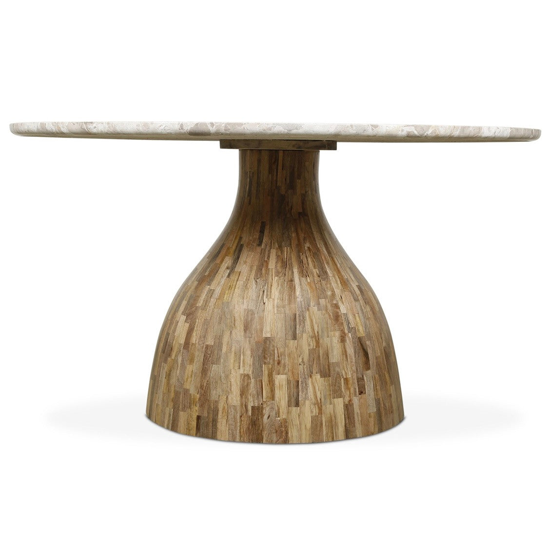 Solomon 54" Round Dining Table with Capri Beige Marble and Natural Base