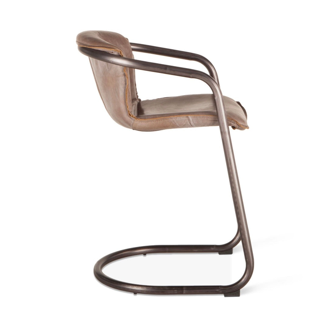 Industrial Loft Metal and Jet Brown Leather Counter Stool