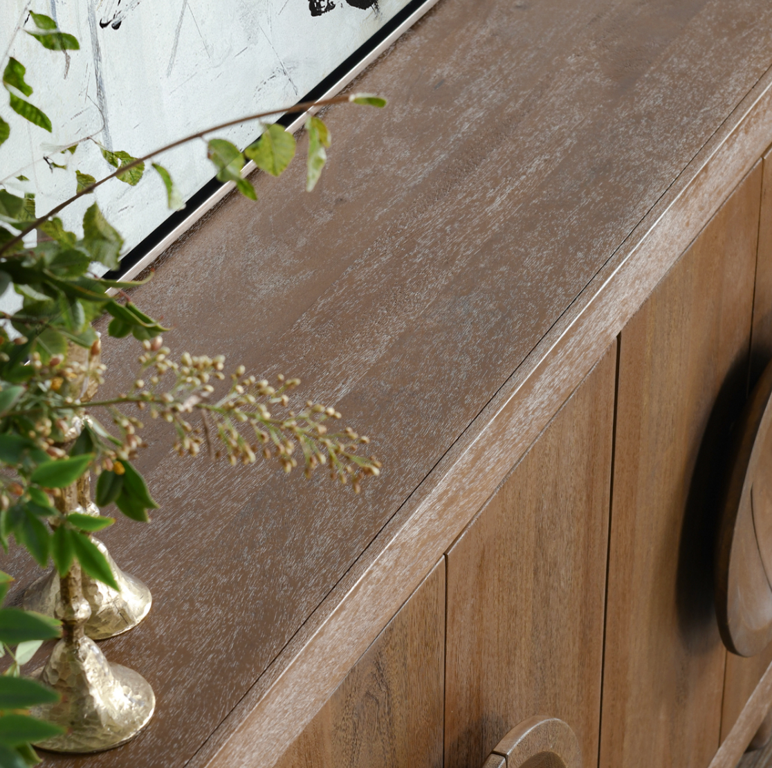 Valley Mango Wood 6-Door Buffet 86"