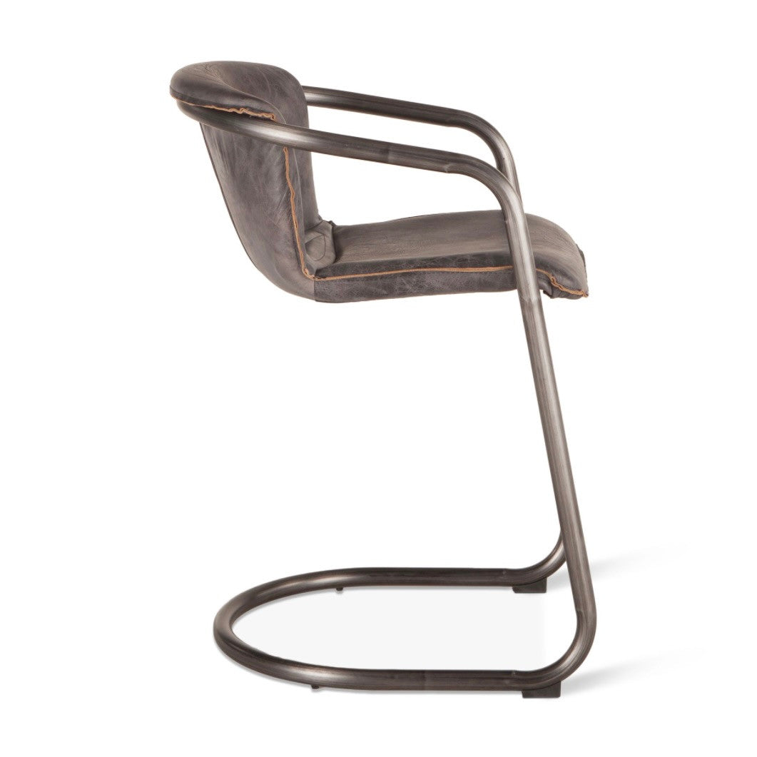 Industrial Loft Metal and Cigar Brown Leather Counter Stool