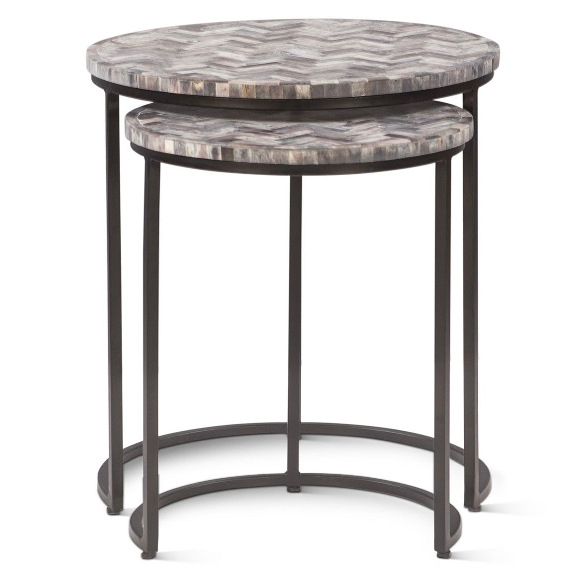 Calico 20" Nesting Tables in Chevron Pattern, Set 2