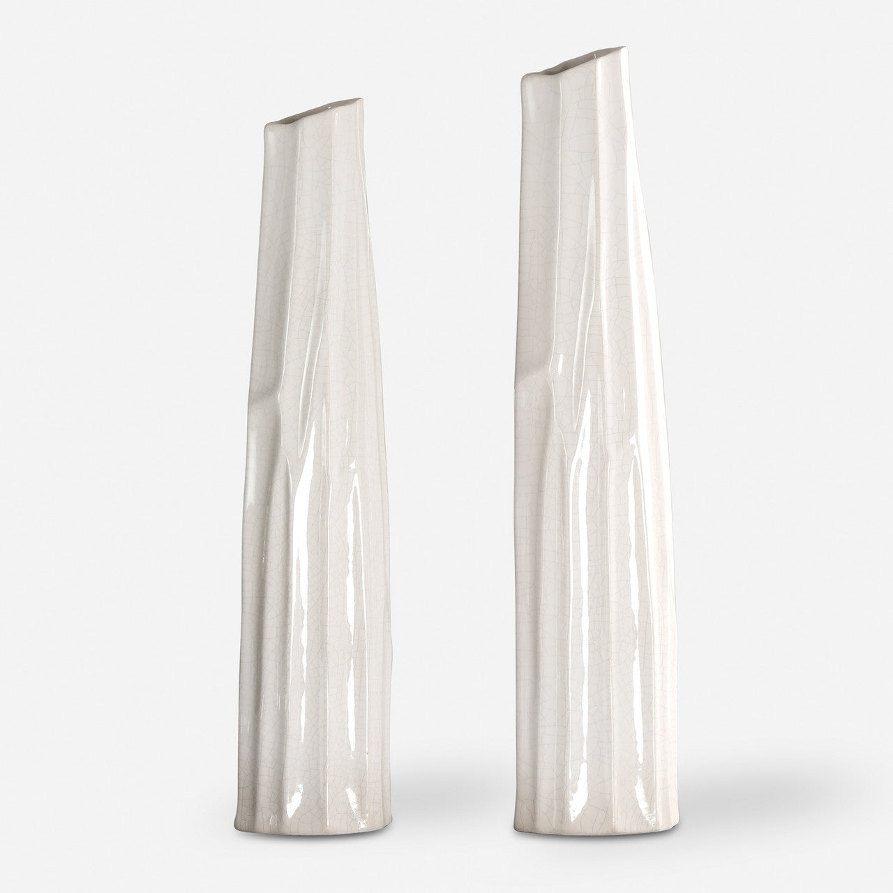 Uttermost Kenley Crackled White Vases S/2