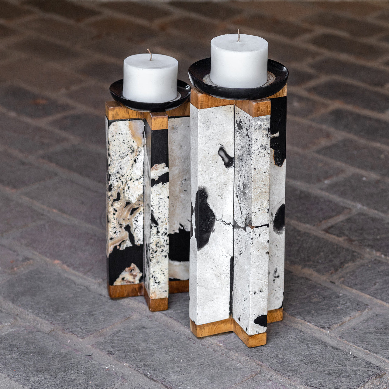 Uttermost Illini Stone Candleholders, S/2