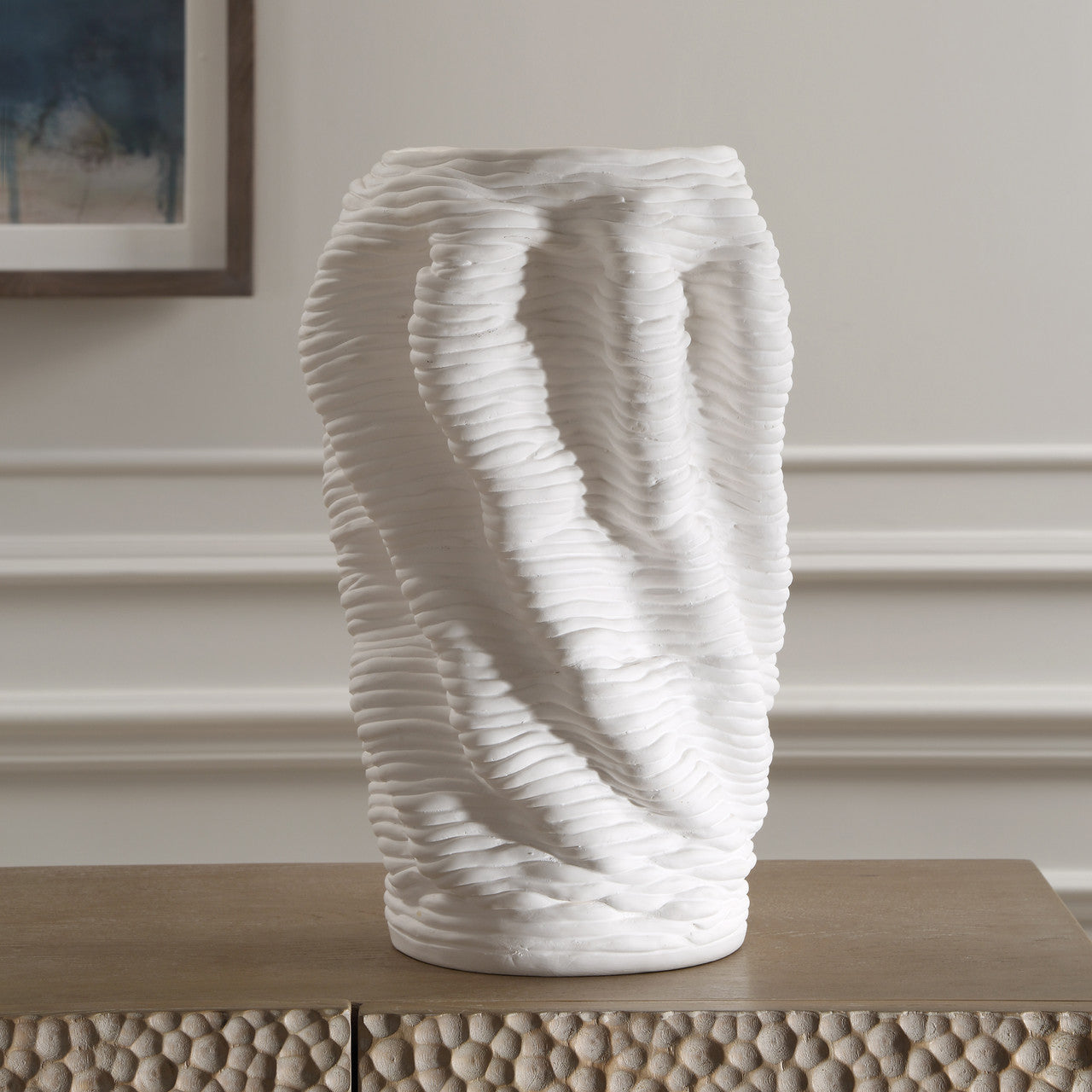 Uttermost Stratified Matte White Vase