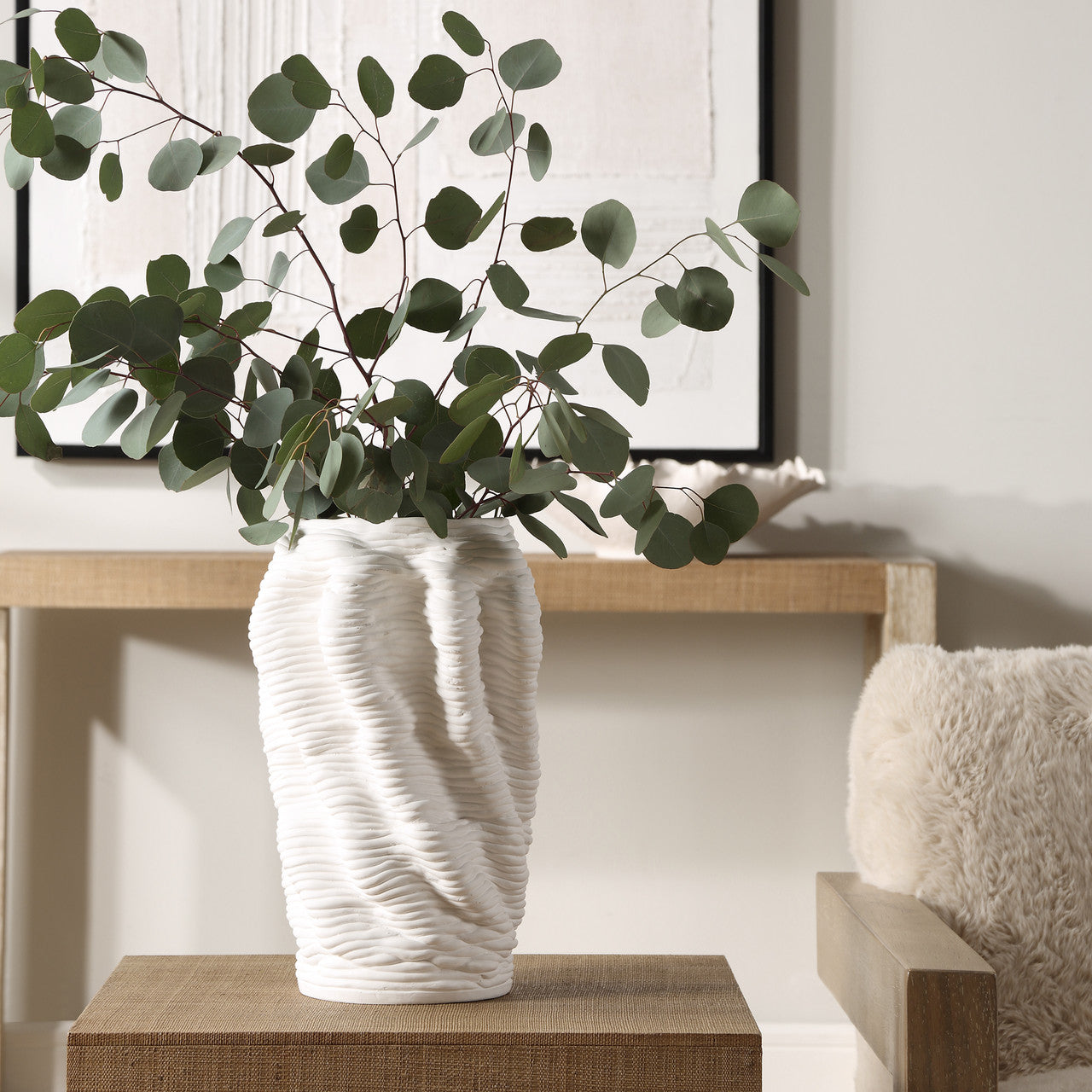 Uttermost Stratified Matte White Vase