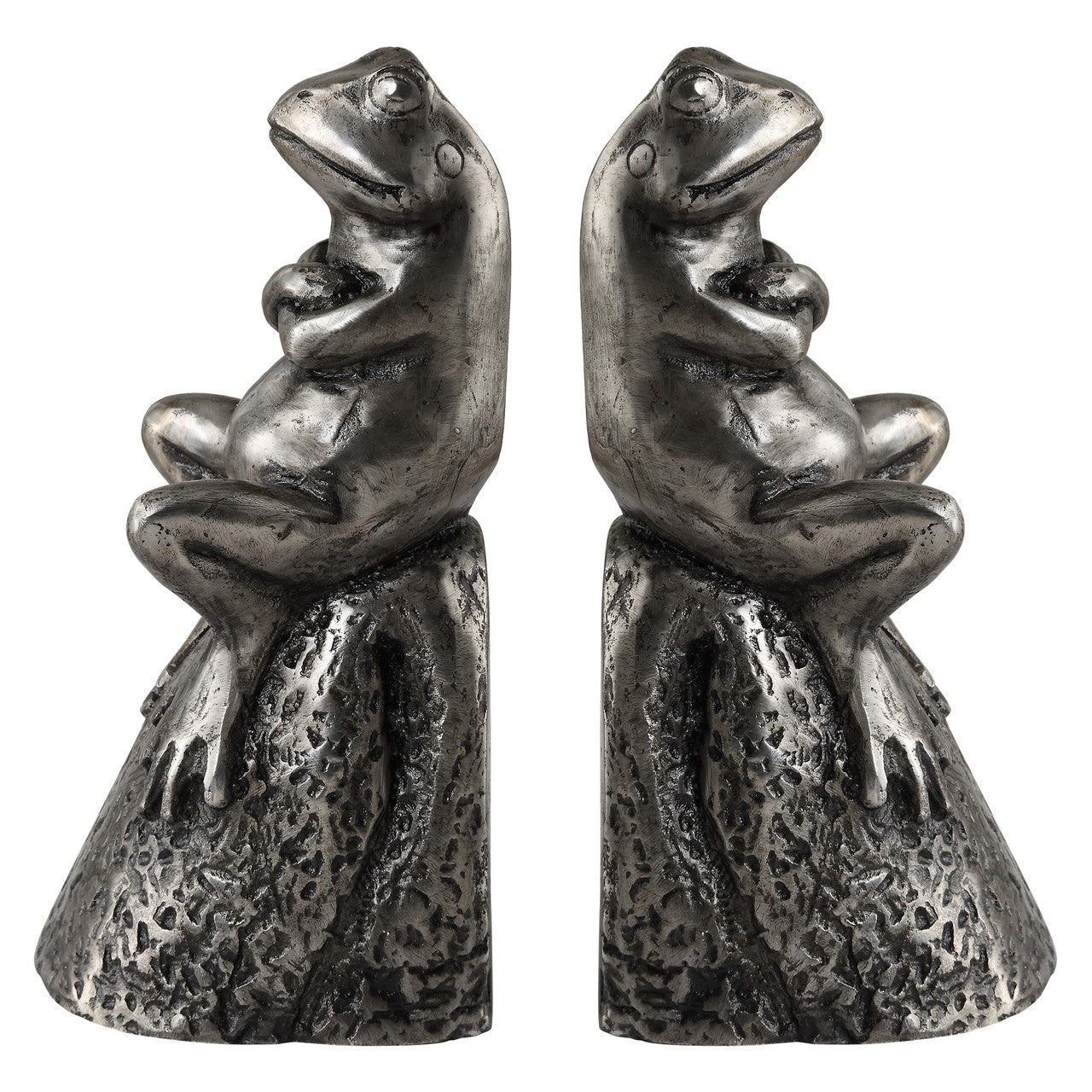 Uttermost Daydreaming Frogs Aged Silver Bookends, S/2