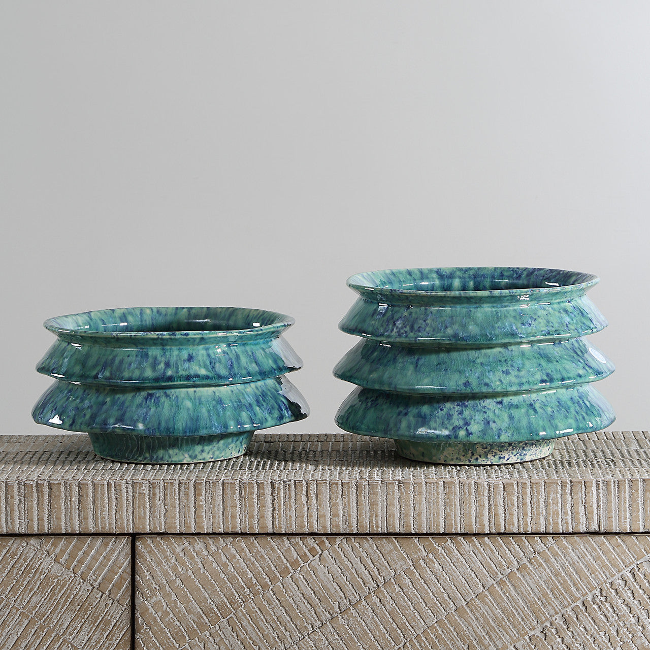 Uttermost ZigZag Blue Green Bowls Set/2