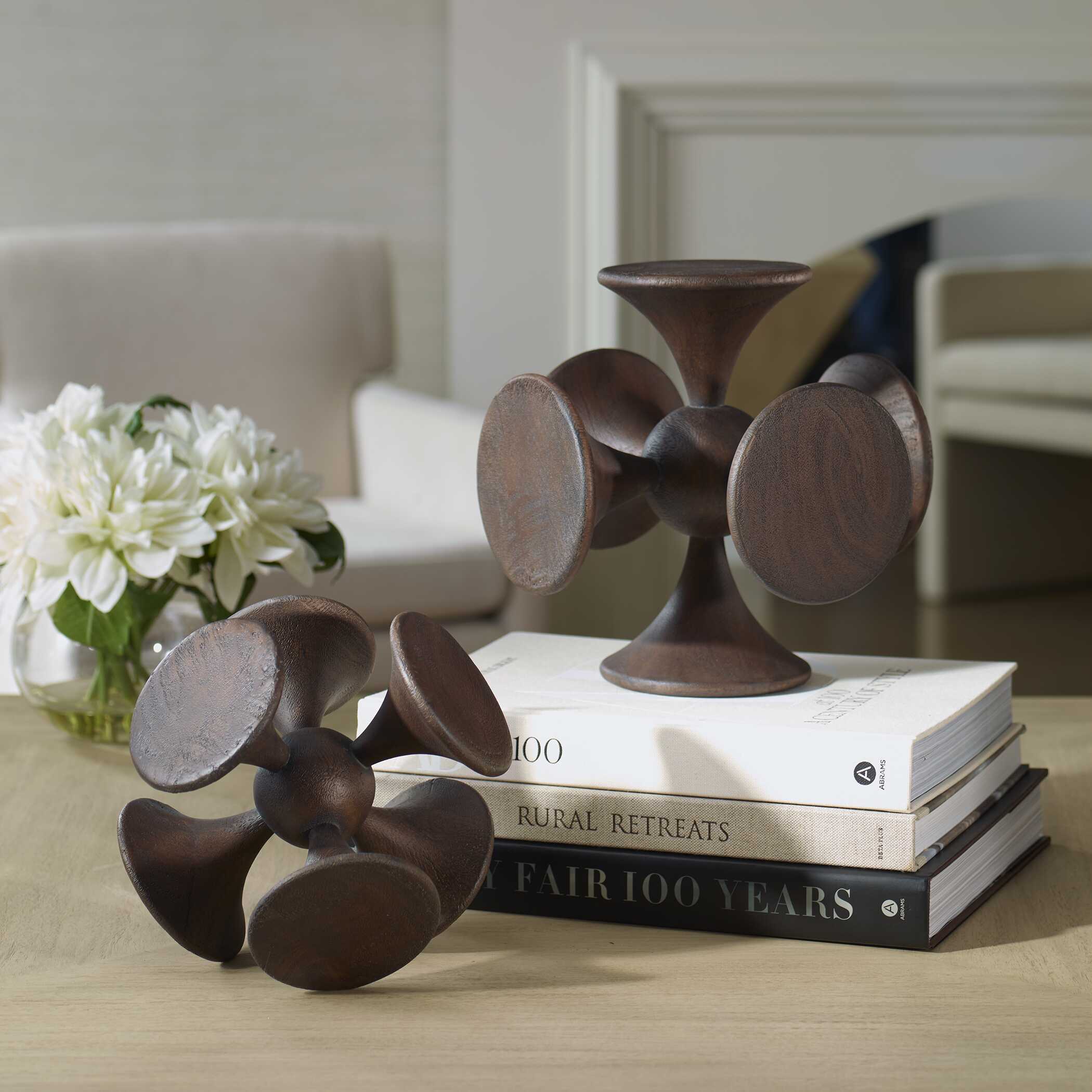 Uttermost Balanced Harmony Dark Wooden Sculptures Set/2