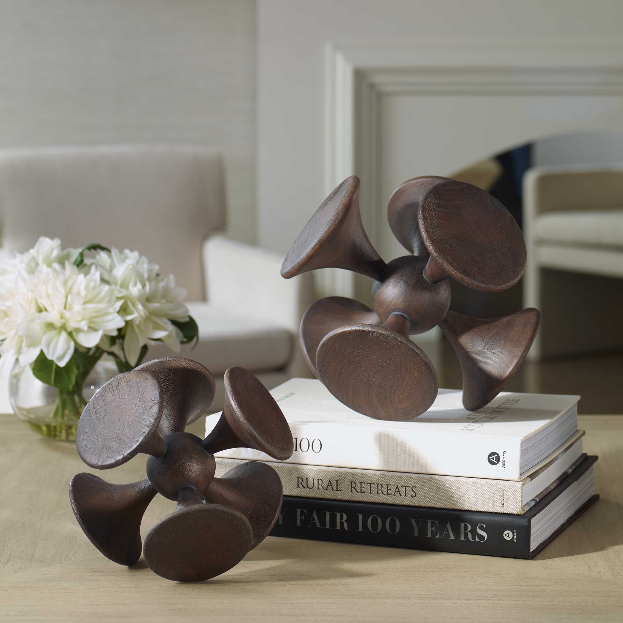 Uttermost Balanced Harmony Dark Wooden Sculptures Set/2