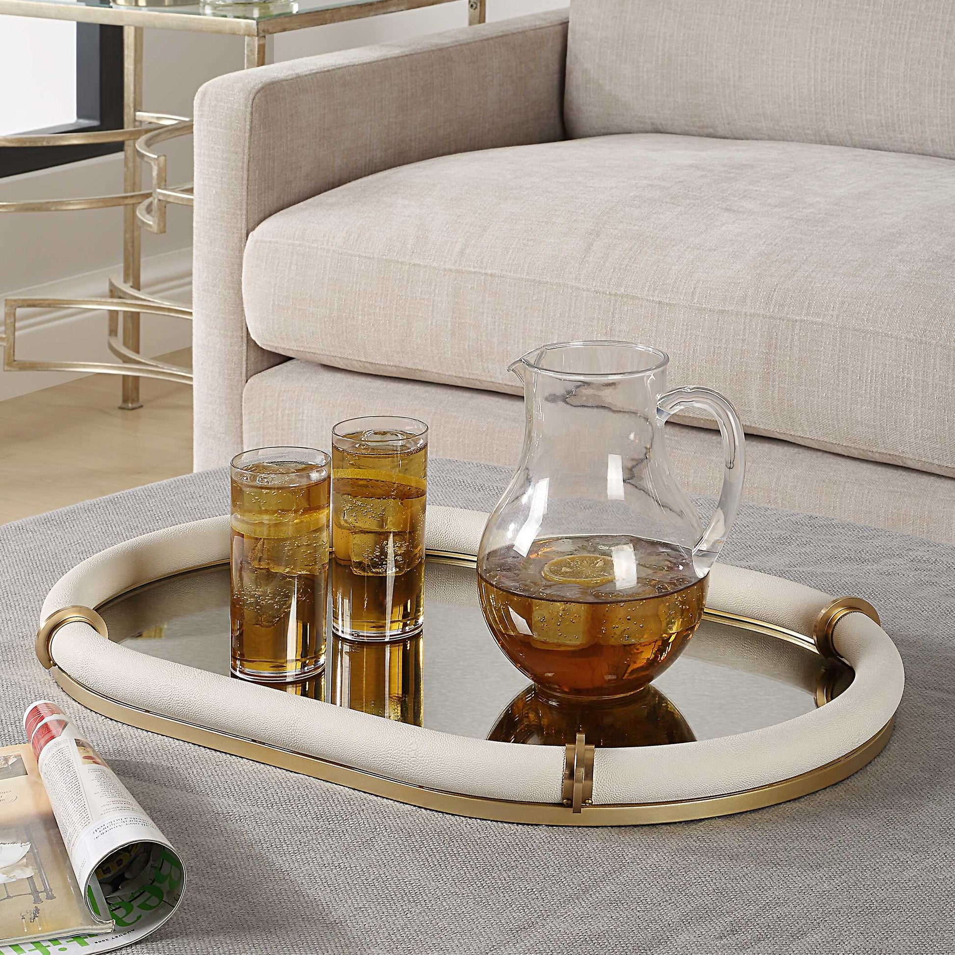 Uttermost Cyprus Leather Oval Tray
