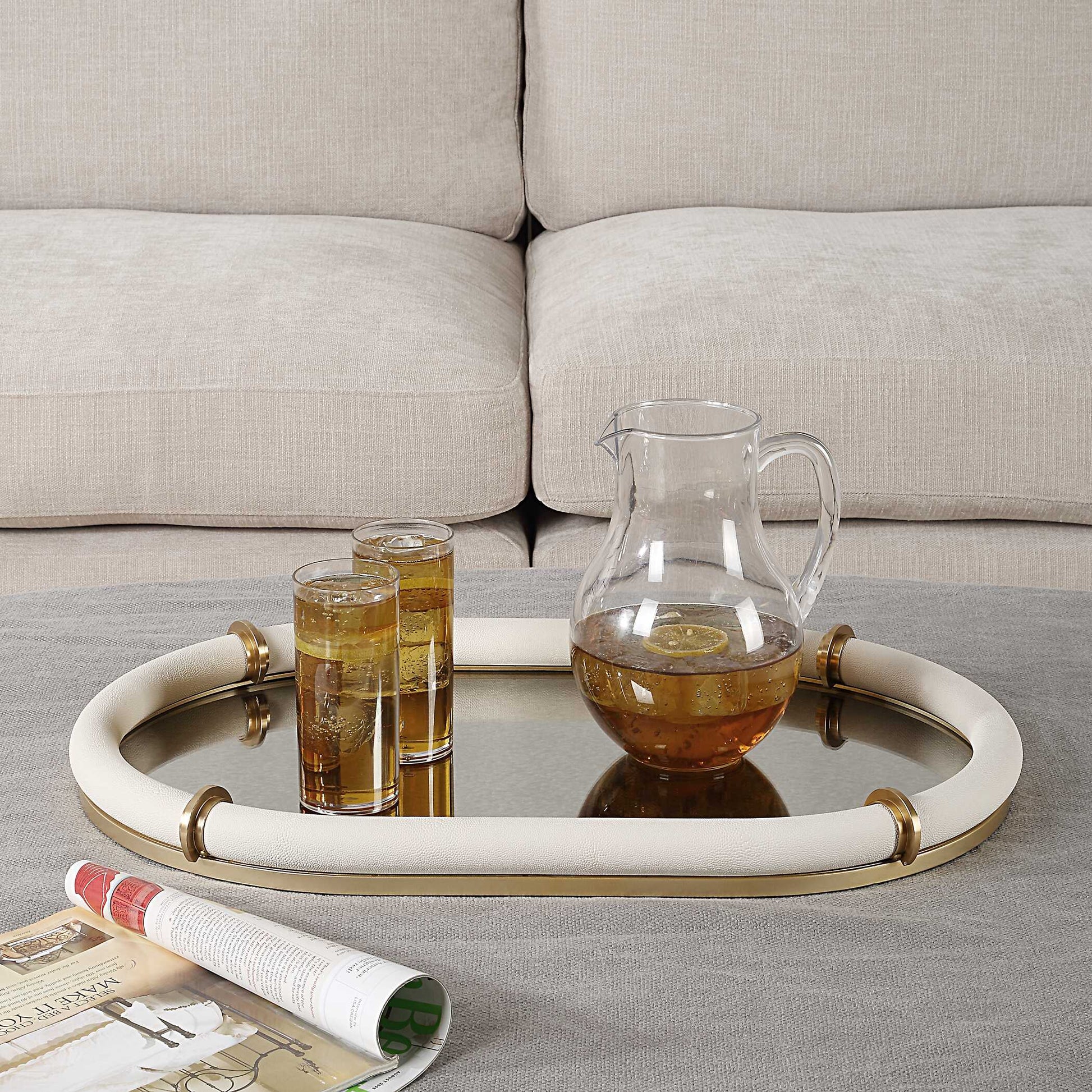Uttermost Cyprus Leather Oval Tray