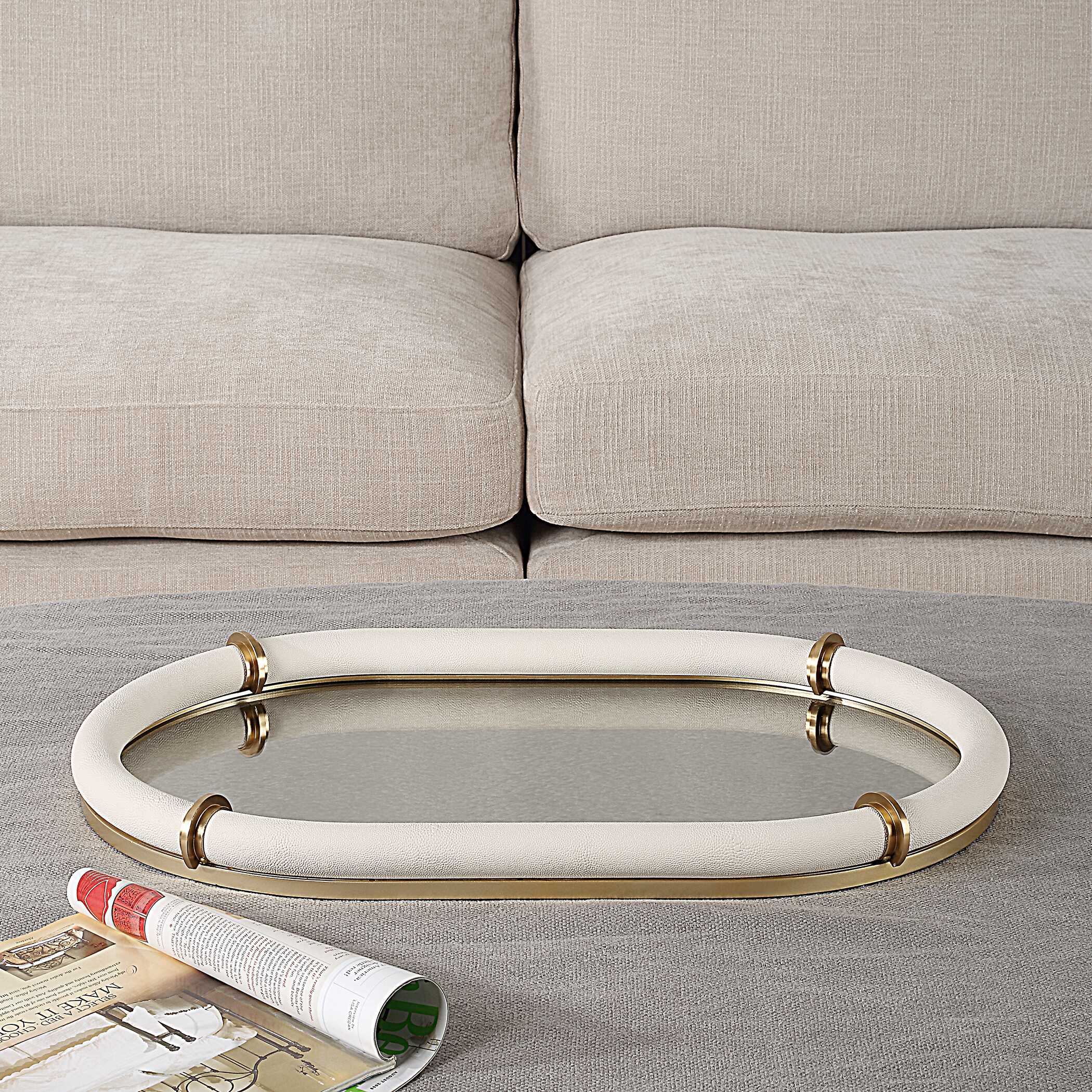 Uttermost Cyprus Leather Oval Tray