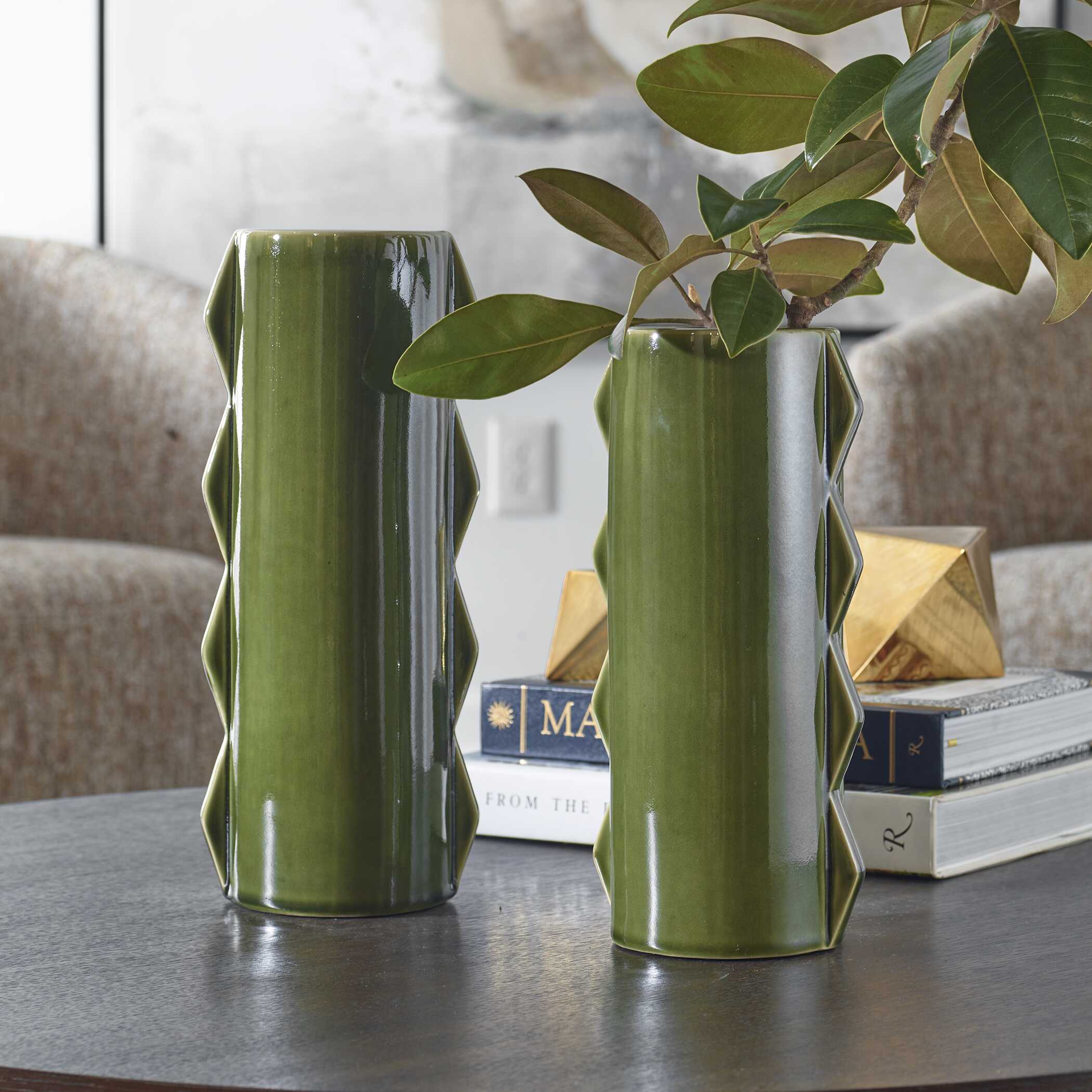 Uttermost Meander Green Vases Set/2