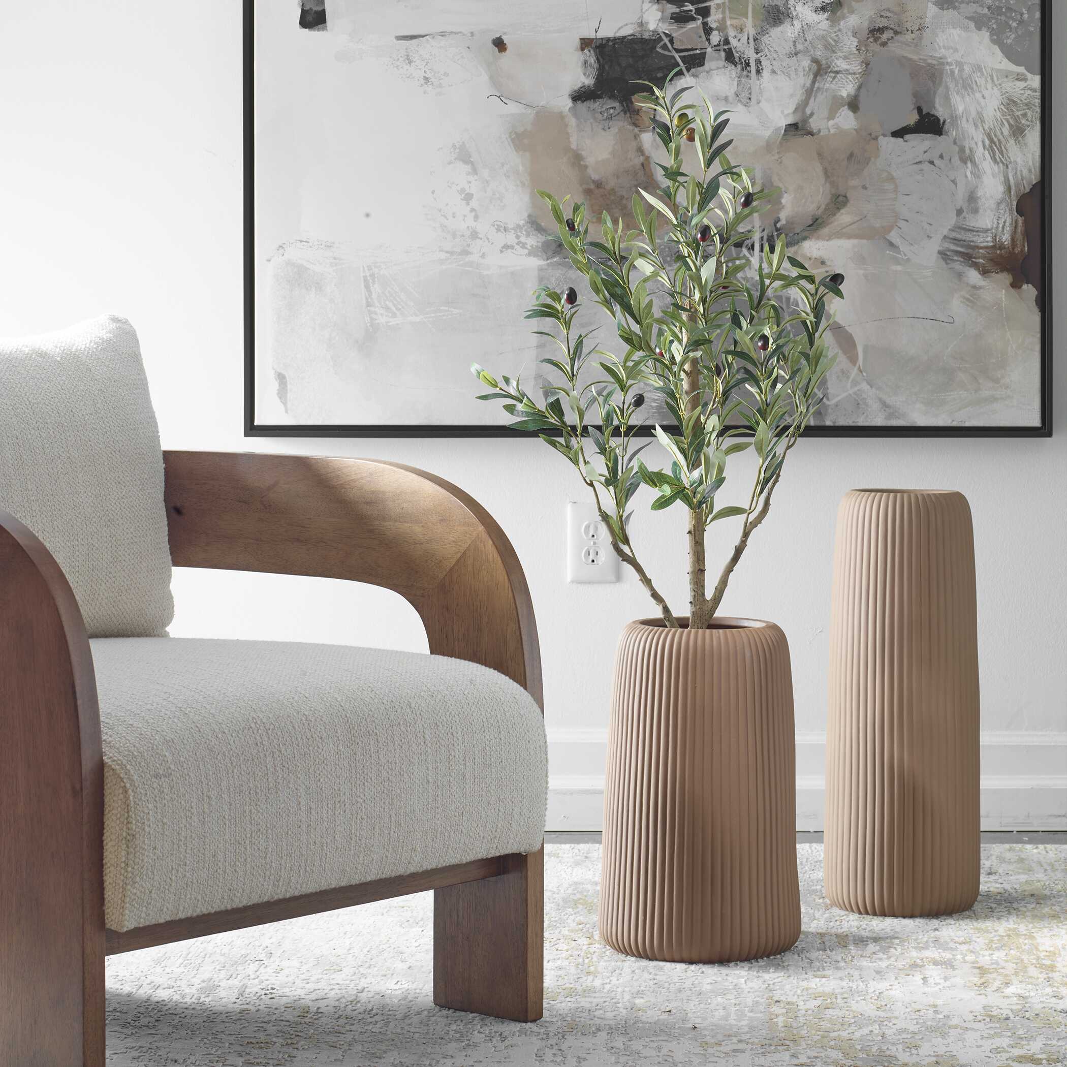 Uttermost Ridge Light Brown Vases Set/2