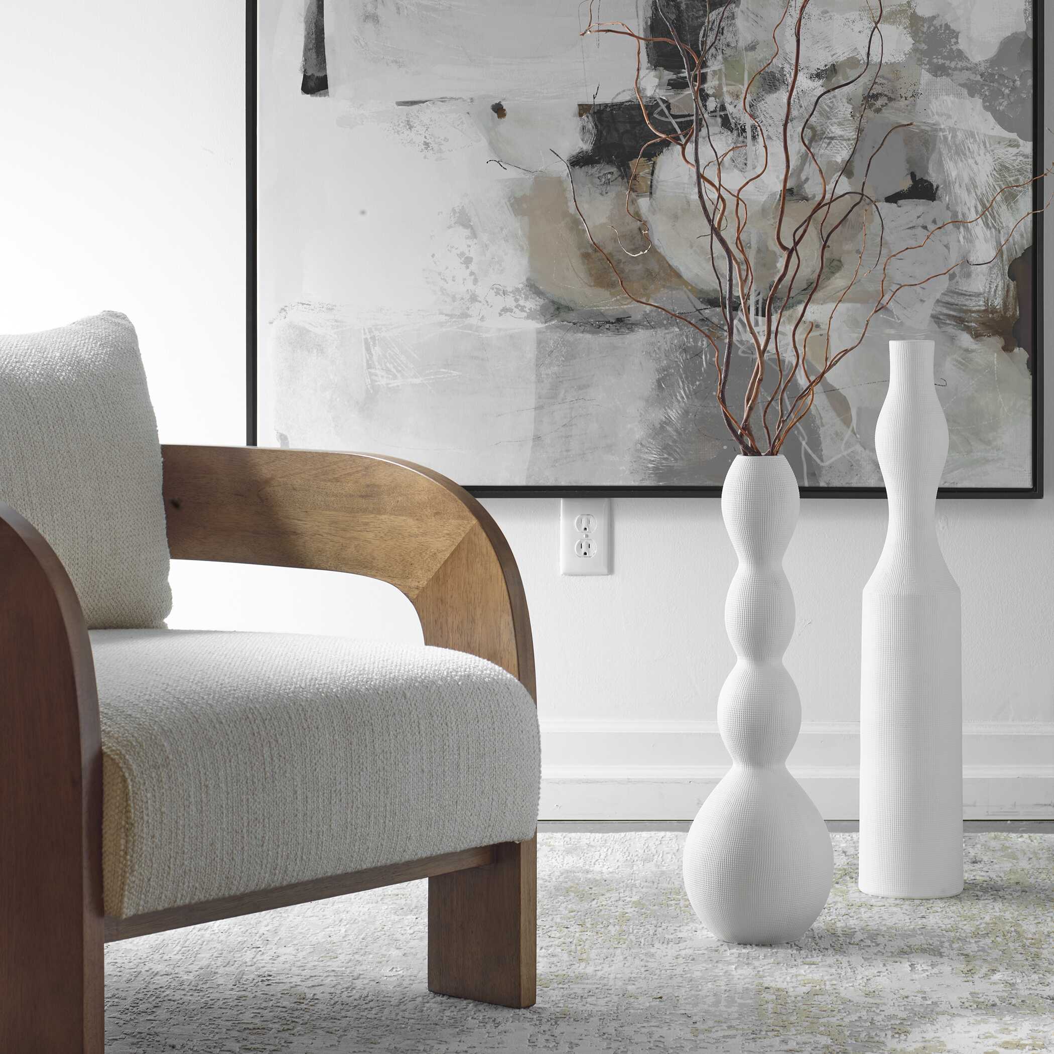 Uttermost Forma White Ceramic Vases Large Set/2