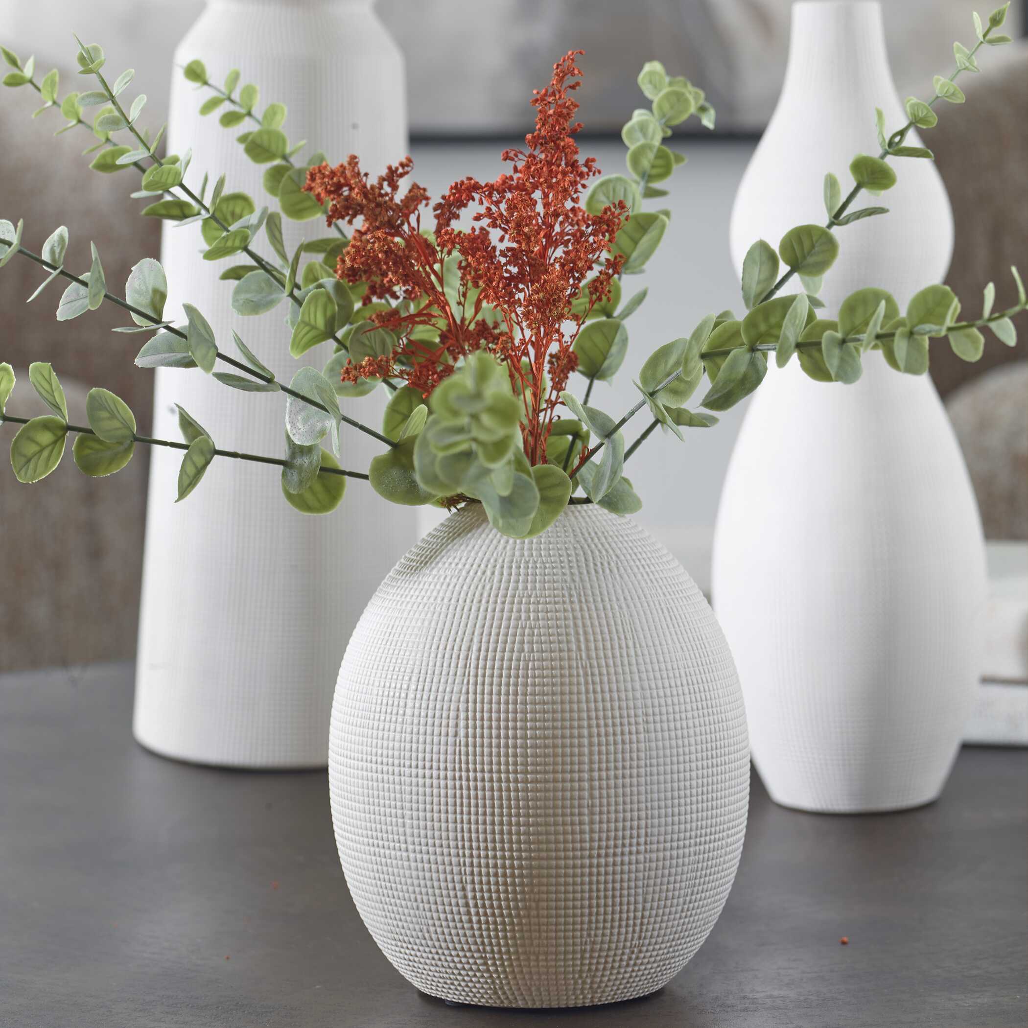 Uttermost Forma White Ceramic Vases Set/3