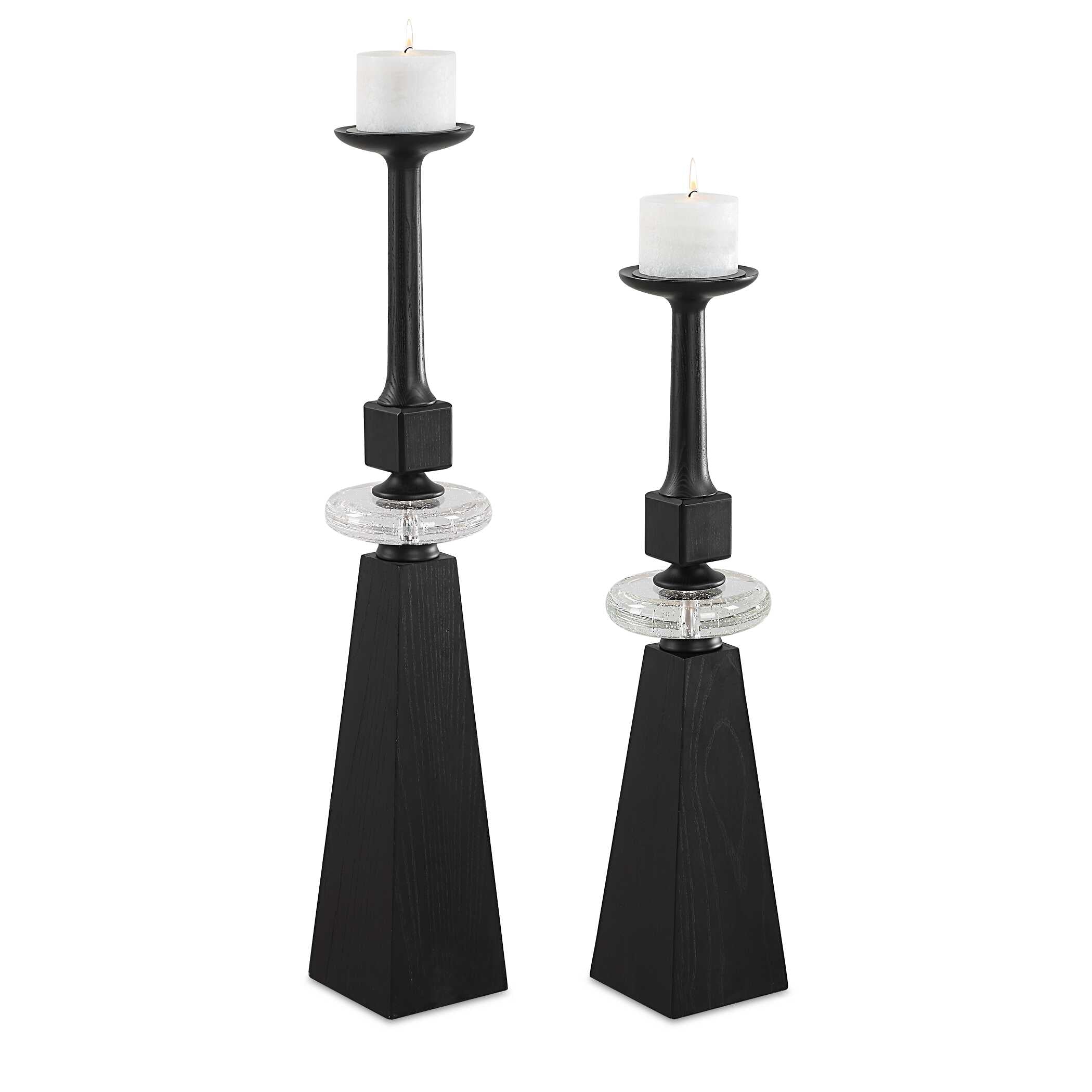 Uttermost Ebon Glow Floor Candleholders Set/2
