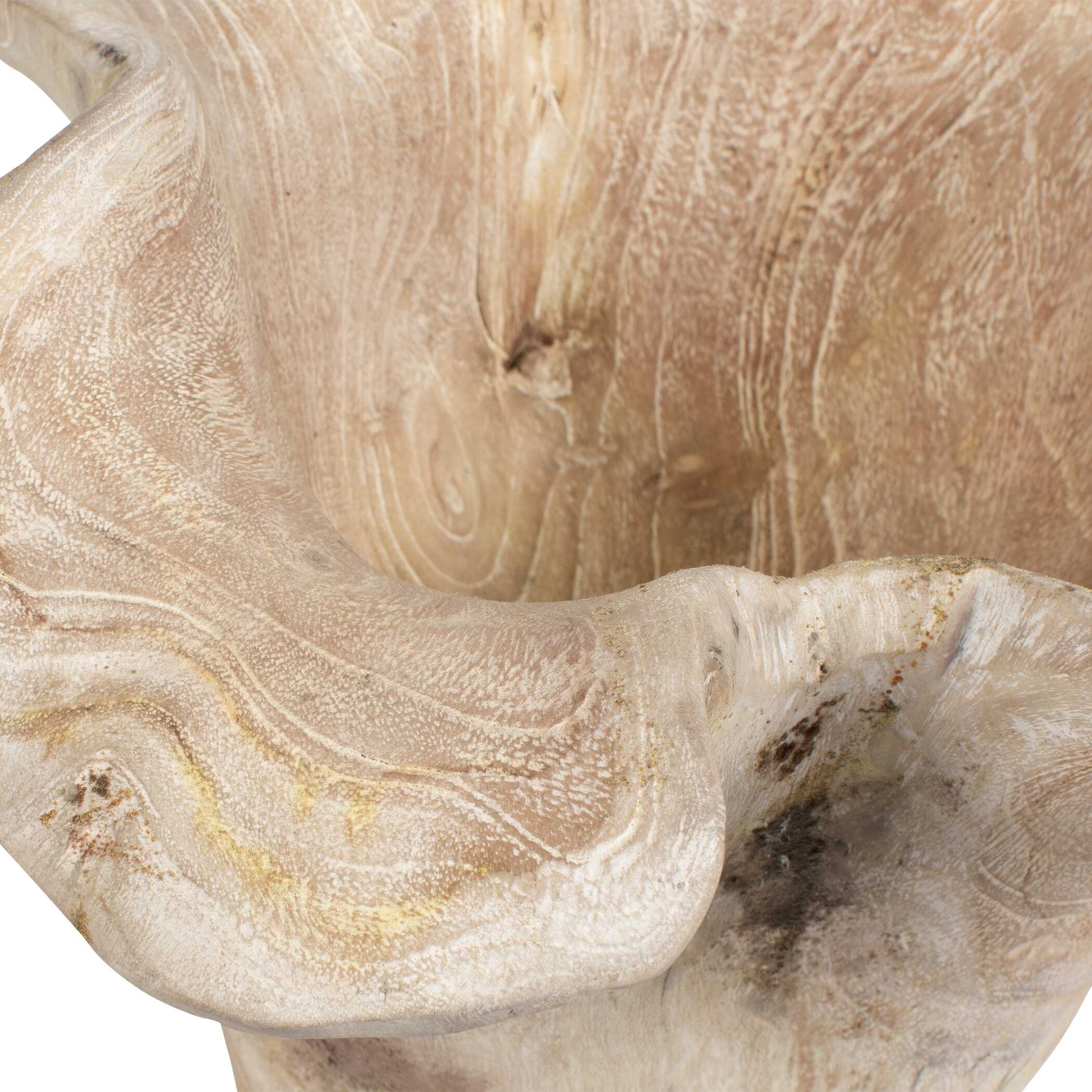 Uttermost Teak Flow White Wash Outdoor Bowl