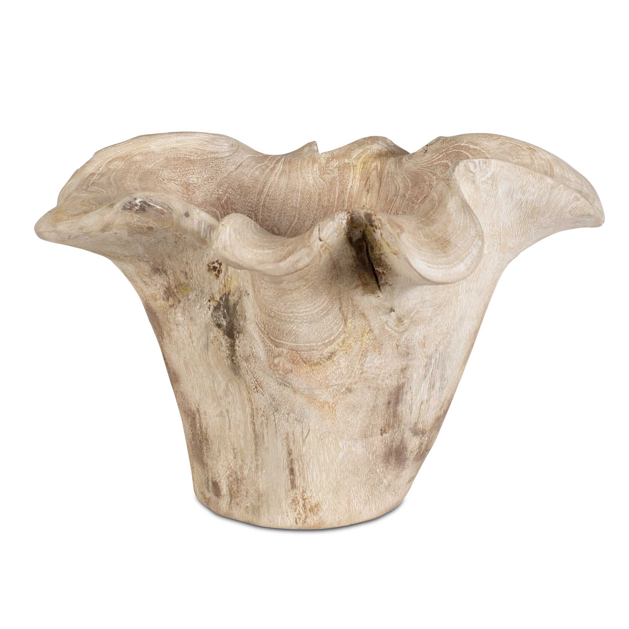 Uttermost Teak Flow White Wash Outdoor Bowl
