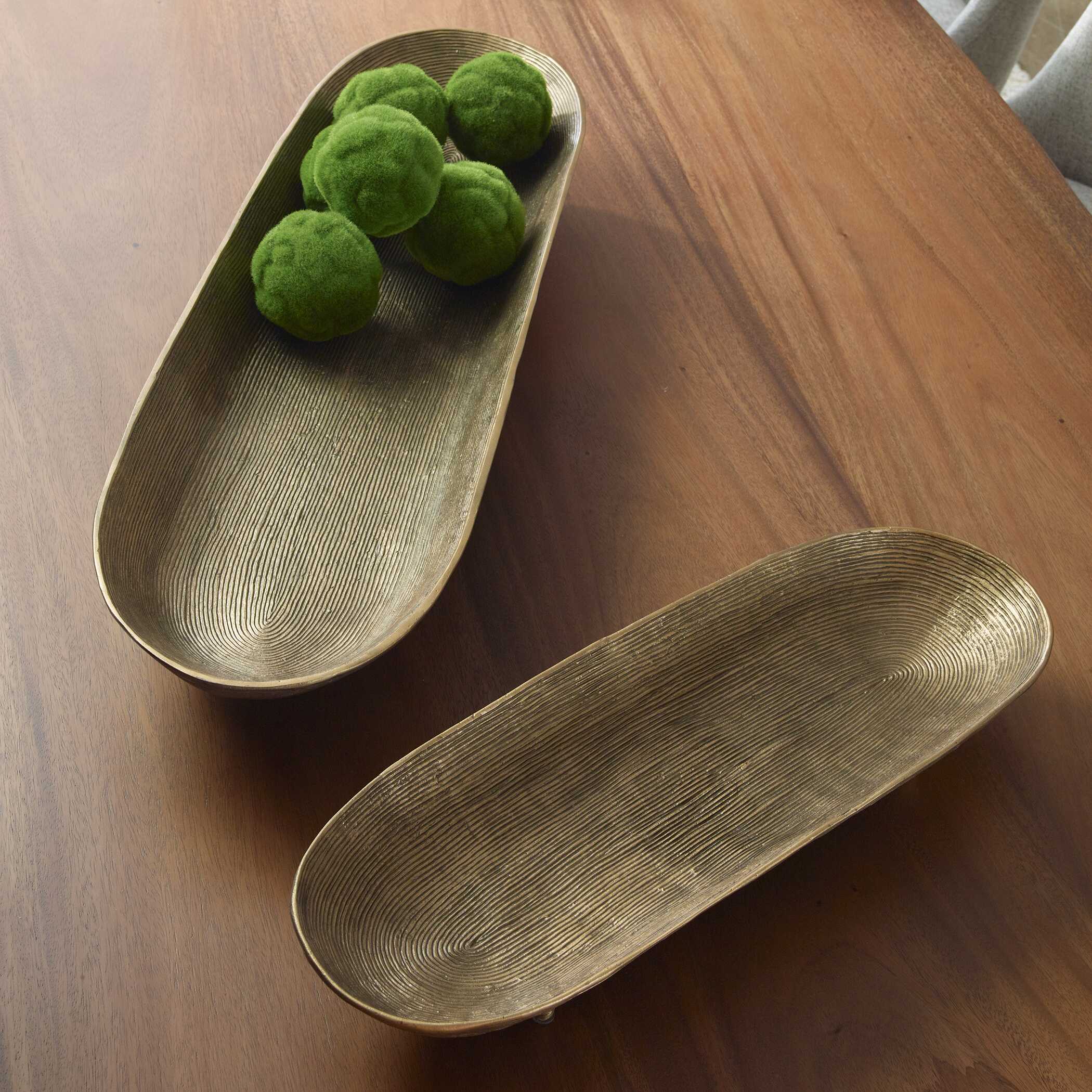Uttermost Stratum Oval Brass Bowls Set/2