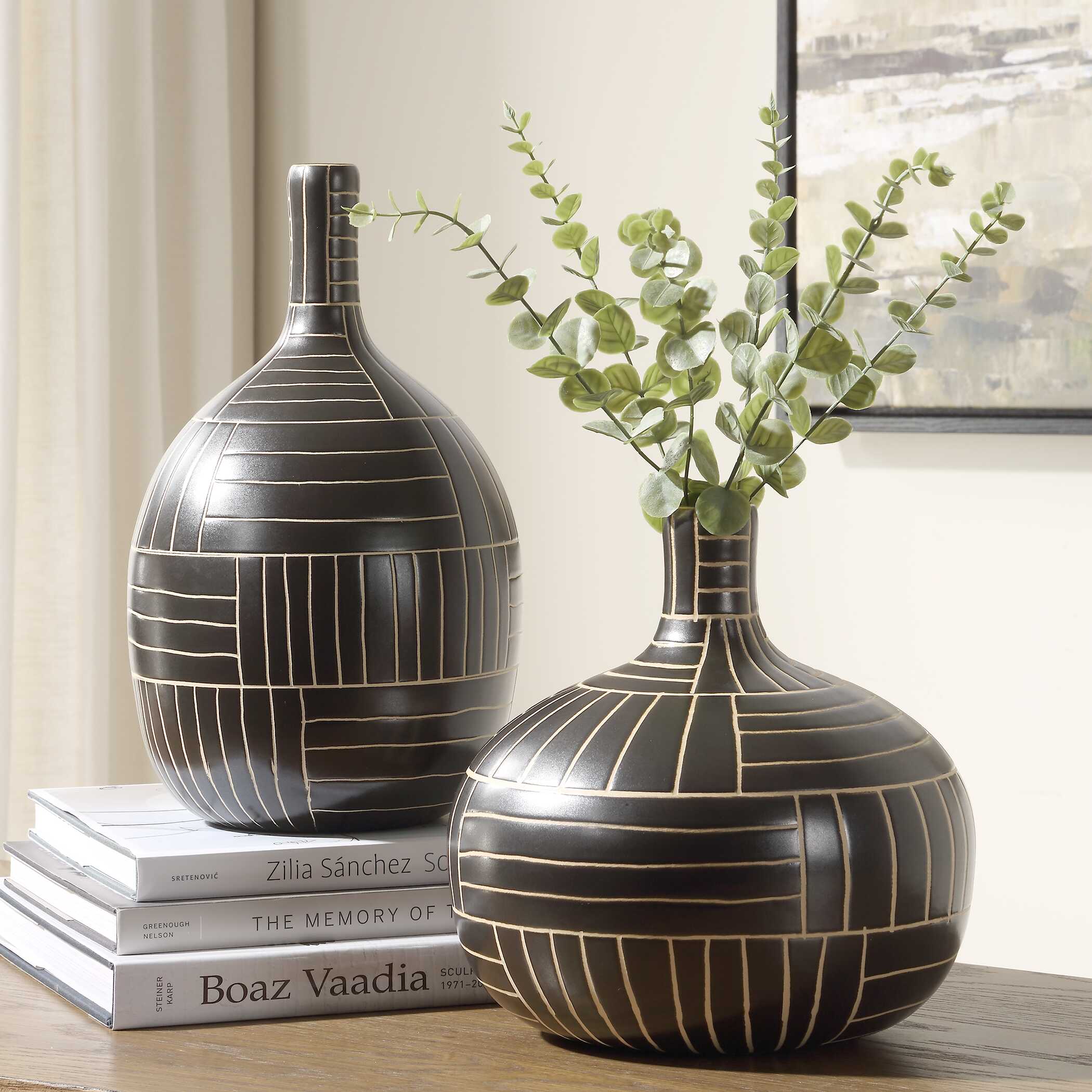 Uttermost Graphite Stride Geometric Vases Set/2