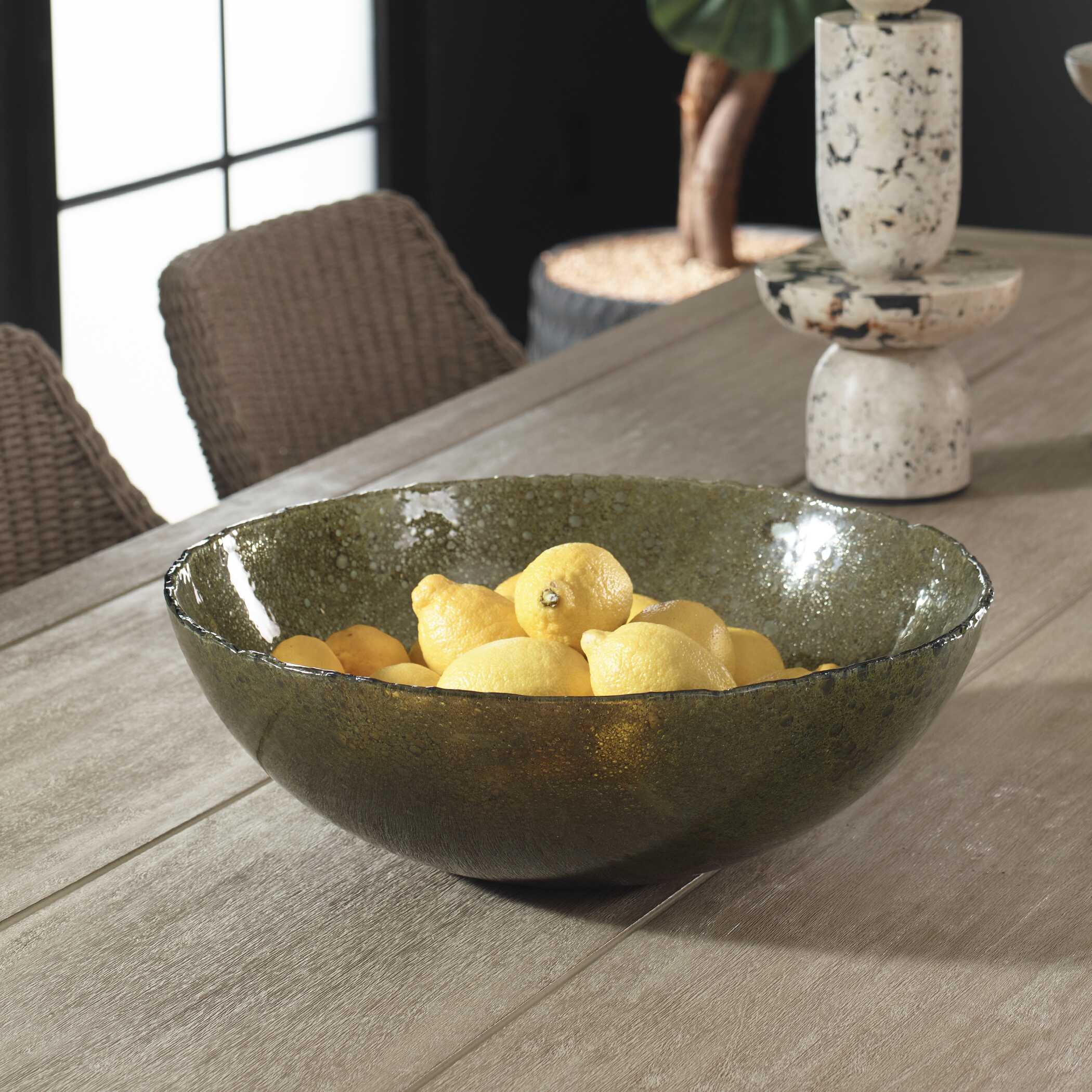 Uttermost Veridian Shimmer Earthy Glass Bowl
